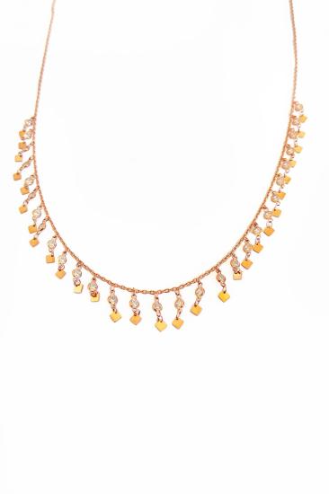 Taşlı Sallantılı Şans Kolyesi – 925 Ayar Gümüş Zirkon Taşlı Rose Gold Kaplama ROSE