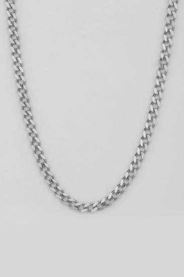 Şık Kalın Gümüş Zincir Kolye – Örgü Tasarım 925 Ayar RHODIUM 60 cm