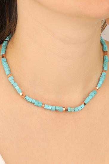 Doğal Turkuaz Taşlı Gümüş Kolye – El Yapımı 925 Ayar Kadın Kolye GOLD