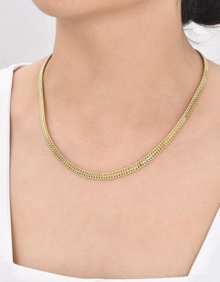 14 Ayar Gerçek Altın Vienna Zincir Kolye – 5.5 mm Kadın Erkek & Unisex 45 cm
