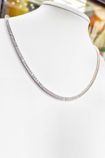 Beyaz CZ Taşlı 2,5 mm Gümüş Tenis Choker – Zarif Tasarım 40 cm
