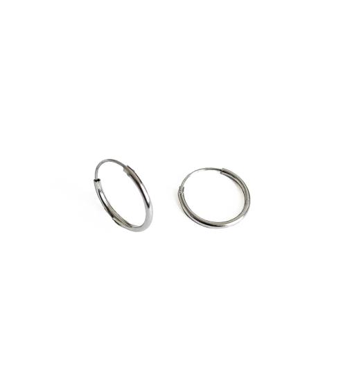 El İşçiliği Tel Örgü Yuvarlak Gümüş Küpe Rhodium