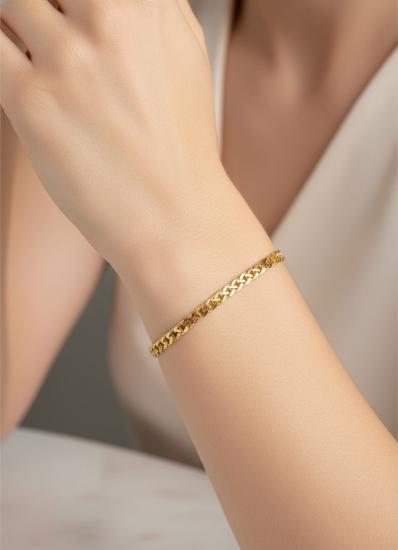 14 Ayar Altın Spiga Zincir Bileklik 3,70 mm – Katı Altın Lüks Unisex Takı 6 inches