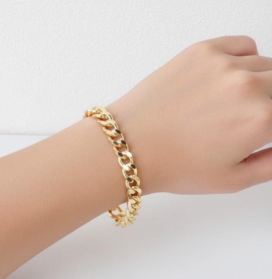 14 Ayar Altın Gurmet Zincir Bileklik 6 mm – Katı Altın Lüks Unisex Takı 6 inches