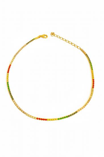 1,5 mm Renkli Taşlı Gümüş Suyolu Halhal