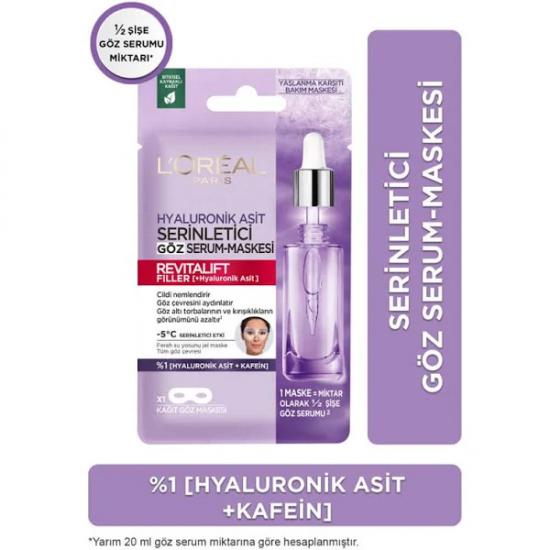 Loreal Paris Revitalift Filler Hyaluronik Asit Serinletici Kağıt Göz Serum Maskesi 11 ml