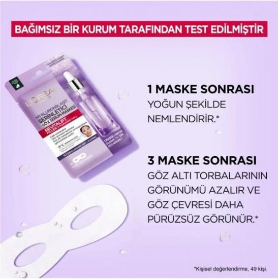 Loreal Paris Revitalift Filler Hyaluronik Asit Serinletici Kağıt Göz Serum Maskesi 11 ml