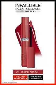 Loreal Paris Infaillible Laque Resistance Likit Parlak Ruj - 215 Drunk in Rose