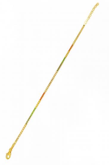 1,5 mm Renkli Taşlı Su Yolu Gümüş Bileklik