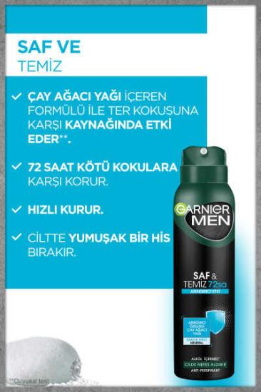 Garnier Men Saf ve Temiz 72 Saat Spray Deodorant 150 ml