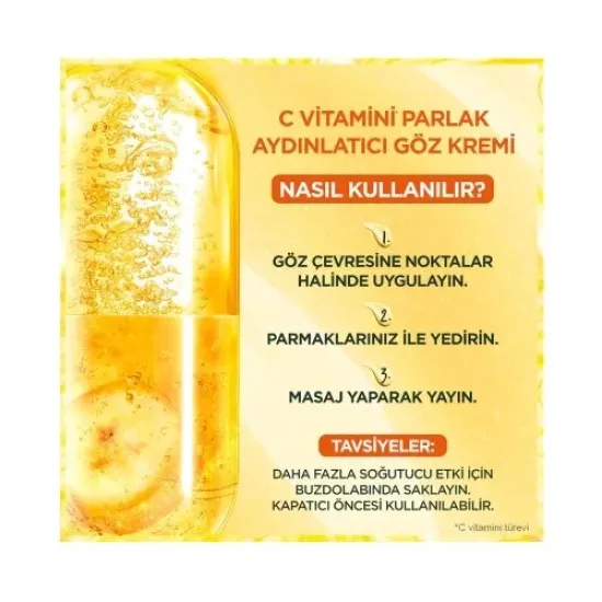 Garnier Skin Naturals C Vitamini Aydınlatıcı Göz Kremi 15 ml