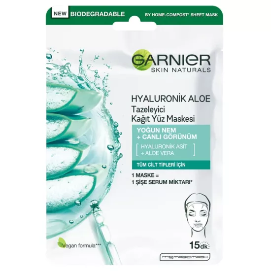 Garnier Hyalunorik Aloe Tazeleyici Kağıt Yüz Maskesi 28 g