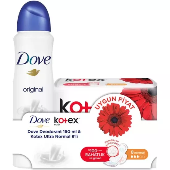 Dove Deodorant Original 150 ml + Kotex Normal