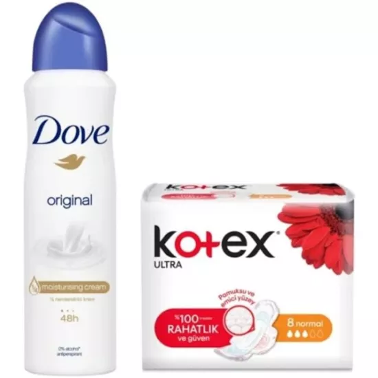 Dove Deodorant Original 150 ml + Kotex Normal