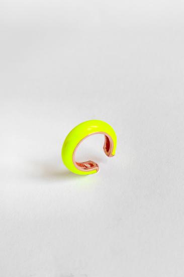 Neon Sarı Mineli Gümüş Kıkırdak Küpe