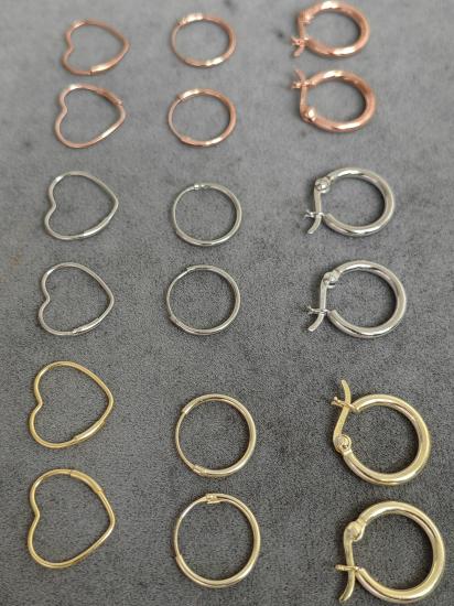 İnce Tel Kalp Desenli Gümüş Küpe - Gold Renk