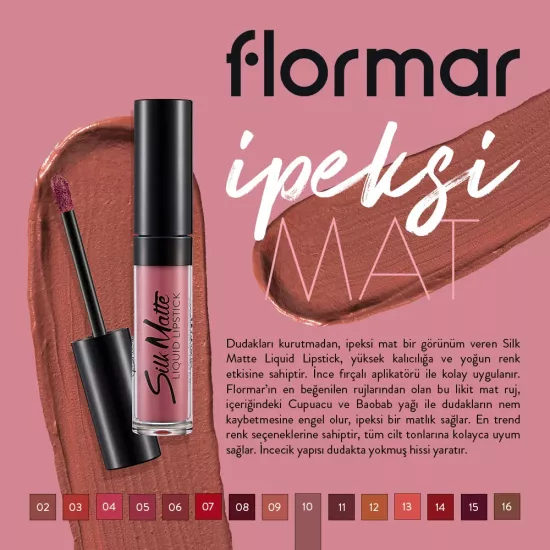 Flormar Silk Matte Liquid Lipstick 10 Tender Terra