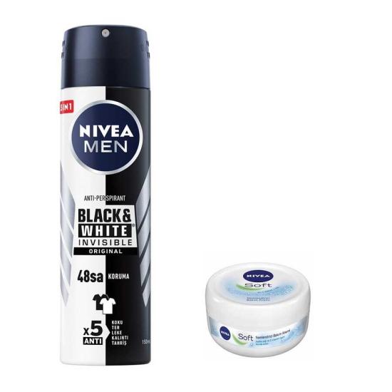 Nivea Men Black White Invisible Deodorant 150 ml + 50 ml Soft Creme