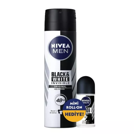 Nivea Men Black White Invisible Deodorant 150 ml + Roll On 25 ml