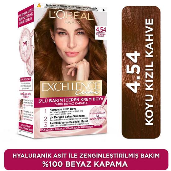 Loreal Paris Excellence Creme Saç Boyası 4.54 Koyu Kızıl Kahve