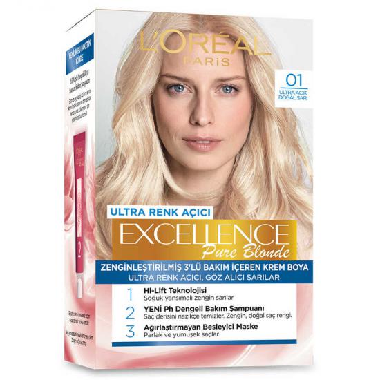 Loreal Paris Excellence Pure Blond Saç Boyası  01 Ultra Açık Doğal Sarı