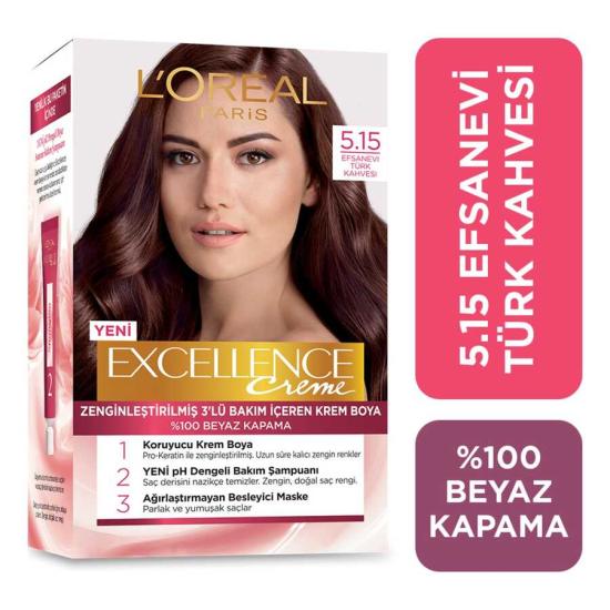 Loreal Paris Excellence Creme Saç Boyası  5.15 Efsanevi Türk Kahvesi