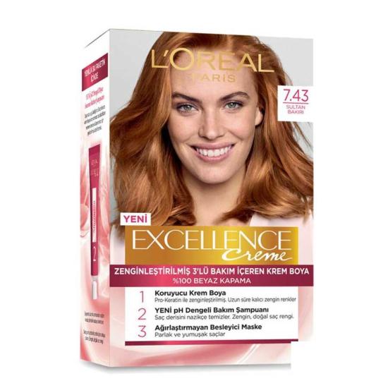 Loreal Paris ExcellenceCreme Saç Boyası 7.43 Sultan Bakırı