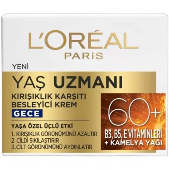 Loreal Paris Yaş Uzmanı 60+Kırışıklık Karşıtı Besleyici Gece Kremi 50 ml