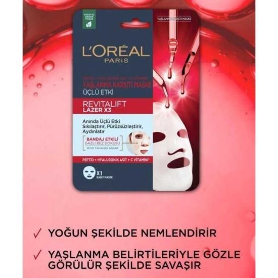 Loreal Paris Revitalift Lazer X3 Yaşlanma Karşıtı Kağıt Maske 28 g