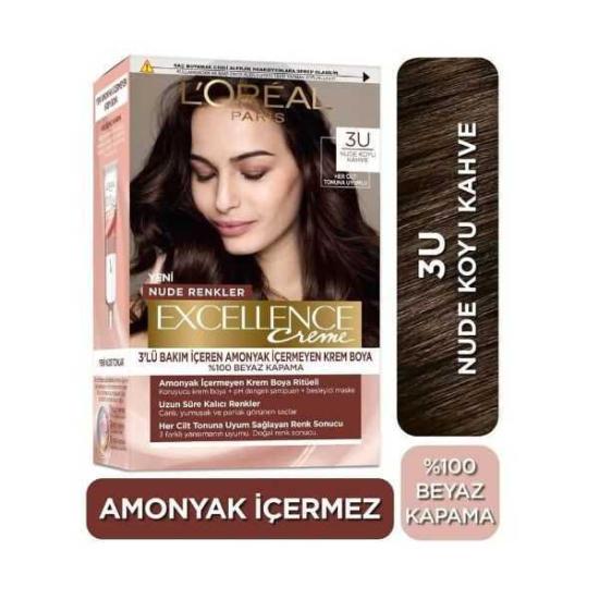 L’Oréal Paris Excellence Creme Nude Renkler 3U Koyu Kahve