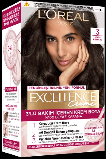 Loreal Paris Excellence Creme Saç Boyası 3 Koyu Kestane