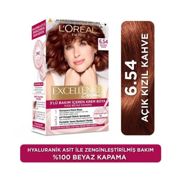 Loreal Paris Excellence Creme Saç Boyası 6.54 Açık Kızıl Kahve