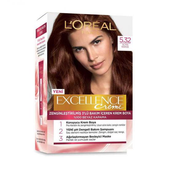 L’Oréal Paris Excellence Creme Saç Boyası 5.32 Altın Kahve