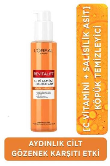 Loreal Paris Revitalift Clinical [C vitamini + Salisilik Asit] Gözenek Karşıtı, Aydınlatıcı Temizleme Jeli  150 ml