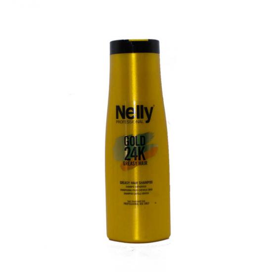 Nelly Professional Gold Greasy Hair 24K Shampoo - 24K Yağlı Saçlar için Dengeleyici Şampuan 400 ml