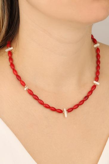 Mercan Doğal Taşlı Gümüş Kolye