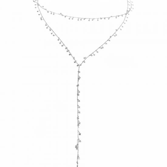 Choker ve Y Kolye 2’si 1 Arada Yıldızlı Gümüş Kolye