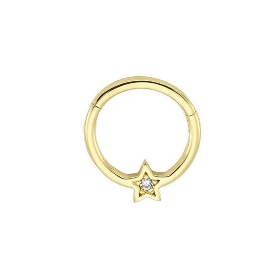 Taşlı Yıldız 14 K Altın Helix Piercing (585 Damgalı)