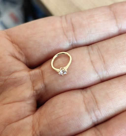14 Ayar Altın Tek Taş Helix Piercing