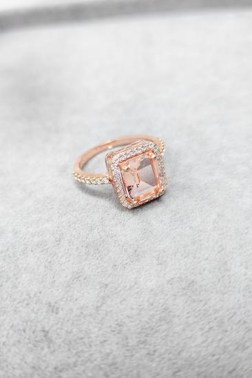 Pembe Swarovski Taşlı Gümüş Yüzük