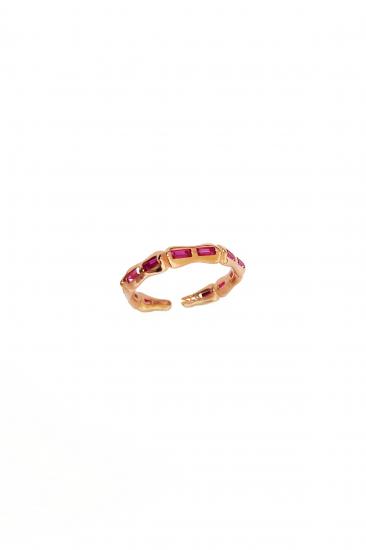 Tek Sıra Mercan Baget Taşlı Gümüş Yüzük