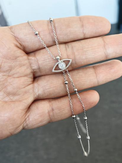 Göz Figürlü Top Zincirli Gümüş Şahmeran Bileklik – Özel Tasarım - Gold Renk