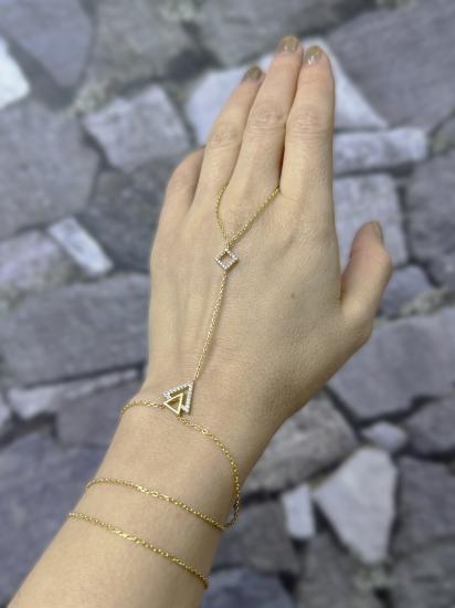 925 Ayar Beyaz Zirkon Taşlı El Yapımı Gümüş Şahmeran Bileklik – Ayarlanabilir Şıklık - Gold Renk