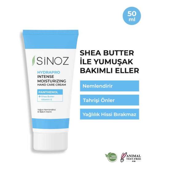 Sinoz Hydrapro Vitamin E Panthenol İçeren Yoğun Nemlendirici El Bakım Kremi 50 ml