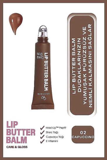 Golden Rose Lip Butter Balm Care&Gloss Renkli Dudak Parlatıcısı 02 Cappuccino