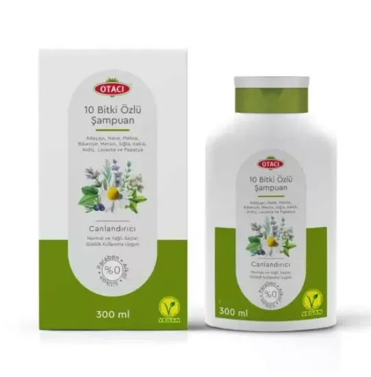 Otacı Normal ve Yağlı Saçlar için 10 Bitkili Canlandırıcı Şampuan 300 ml