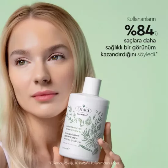 Otacı Botanics + Canlandırıcı & Besleyici Bakım - 10 Bitki Özü ve Biotin İçeren Bitkisel Şampuan 375 ml