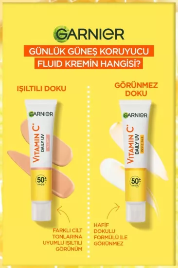 Garnier C Vitamini Parlak Görünmez Doku Günlük Güneş Koruyucu Fluid Yüz Kremi 40 ml