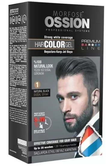 Morfose Ossion Men Jel Saç Boyası 1 Natural Black Doğal Siyah