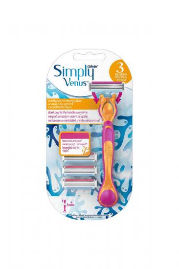 Gillette Venus3 Tıraş Makinesi + 3 Yedek Tıraş Bıçağı